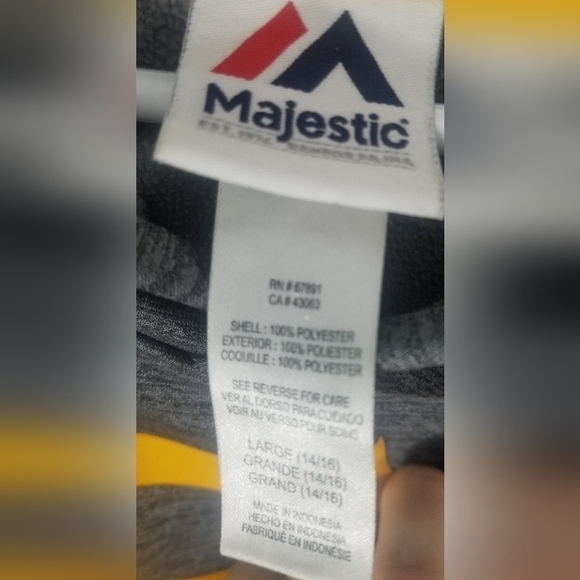 Majestic Pittsburg Pirates MLB Boys Hoodie. Size Large 14/16. Gray and Gold. - Picture 5 of 7